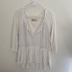 White hollister top with lace detail